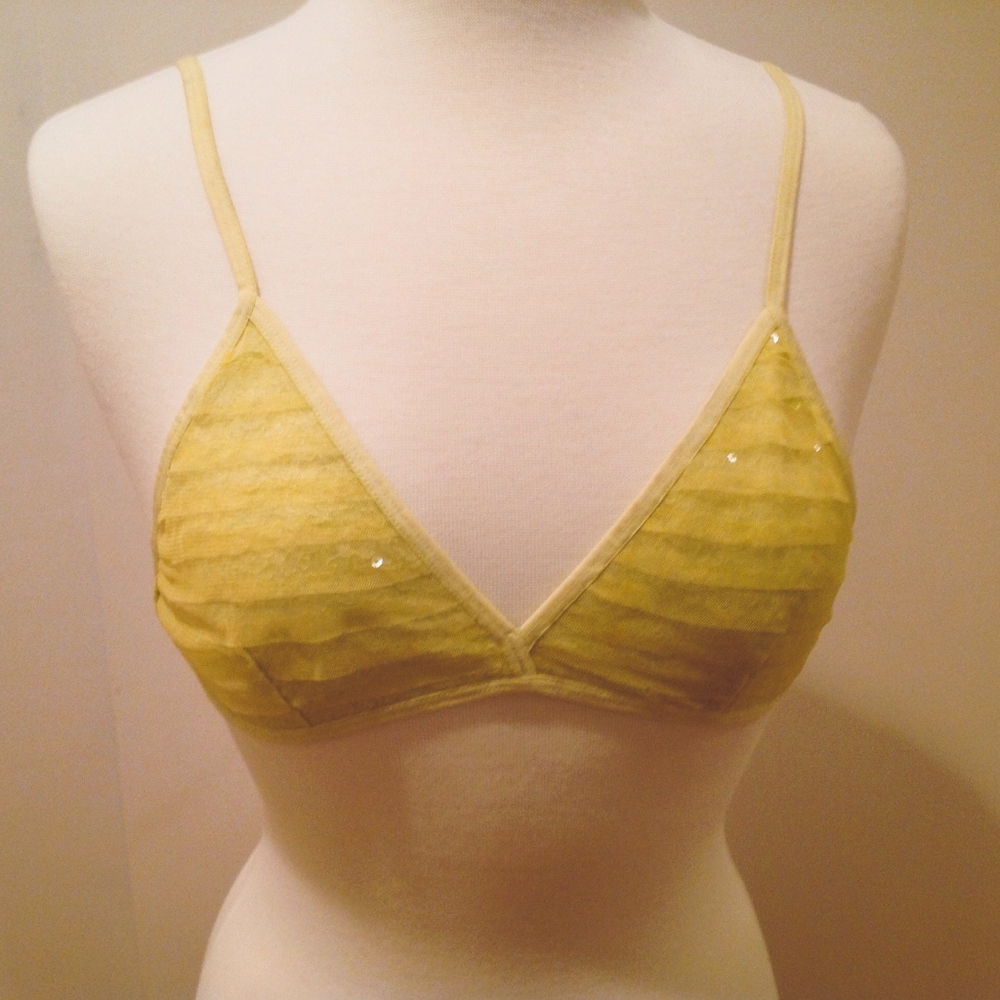 CHAN LUU Yellow Sequin Bra/Bralette Medium